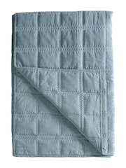 Gallery Home Blue Quilted 100% Cotton Velvet Bedspread - Image 2 of 3