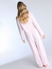 Boux Avenue Pink Velour Stripe Long Pyjamas Set - Image 3 of 6