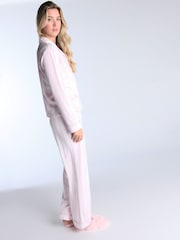 Boux Avenue Pink Velour Stripe Long Pyjamas Set - Image 4 of 6