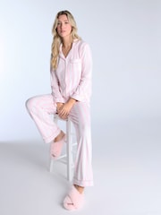 Boux Avenue Pink Velour Stripe Long Pyjamas Set - Image 5 of 6