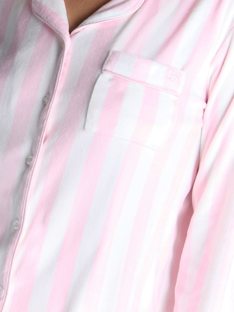 Boux Avenue Pink Velour Stripe Long Pyjamas Set - Image 6 of 6