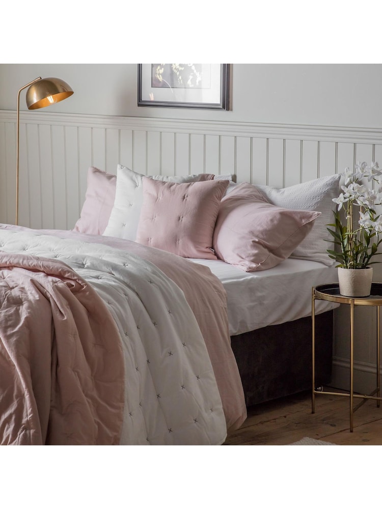 Gallery Home Pink Stitch 100% Cotton Bedspread - Image 1 of 4