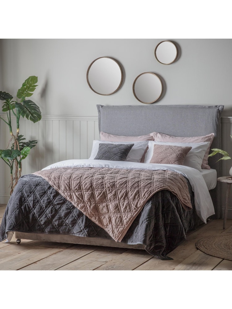 Gallery Home Pink Quilted 100% Cotton Velvet Bedspread - Image 1 of 5