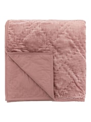 Gallery Home Pink Quilted 100% Cotton Velvet Bedspread - Image 5 of 5