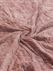 Gallery Home Pink Quilted 100% Cotton Velvet Bedspread - Image 6 of 7