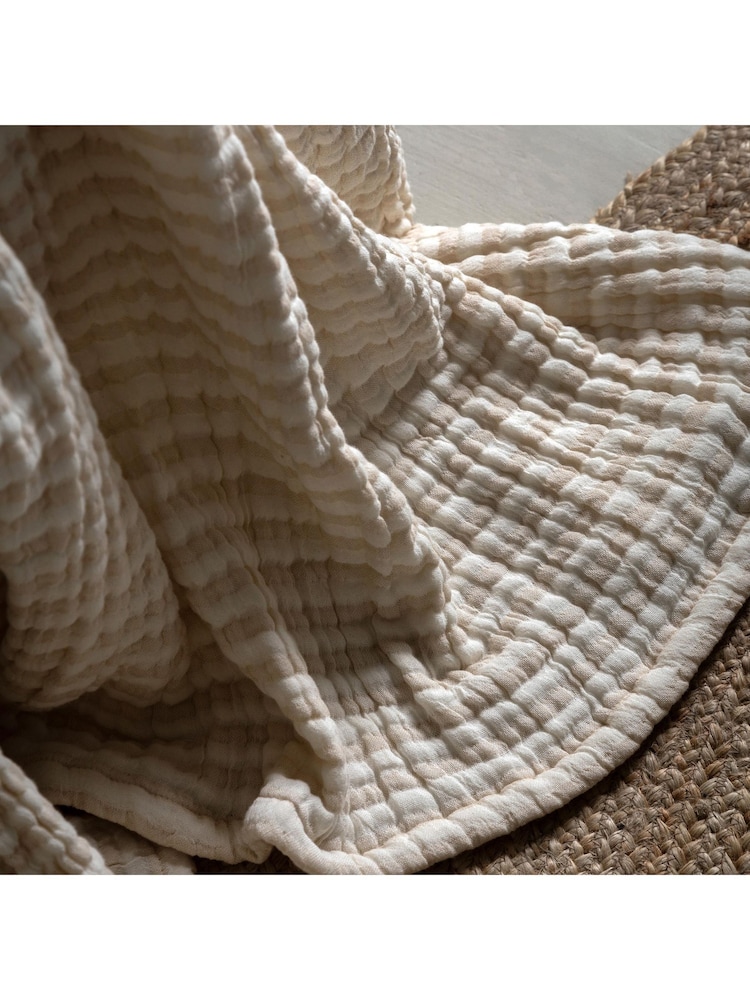 Gallery Home Natural Stripe Textured Bedspread - Image 1 of 3 Gallery Home Natural Stripe Textured Bedspread - Image 1 of 3