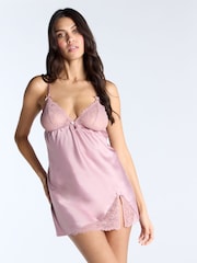 Boux Avenue Dusky Pink Seraphina Lace and Satin Chemise - Image 1 of 4