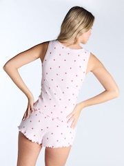 Boux Avenue Pink Pointelle Strawberry Vest Pyjamas Set - Image 3 of 6