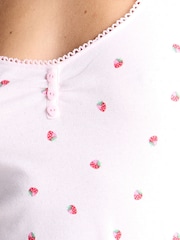 Boux Avenue Pink Pointelle Strawberry Vest Pyjamas Set - Image 6 of 6