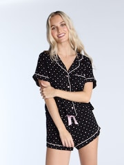 Negro - Boux Avenue Black Modal Heart Short Pyjamas Set - Imagen 1 de 8