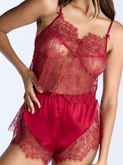 Boux Avenue Dark Red Valentina Lace Cami & Short Pyjamas Set - Imagen 5 de 5