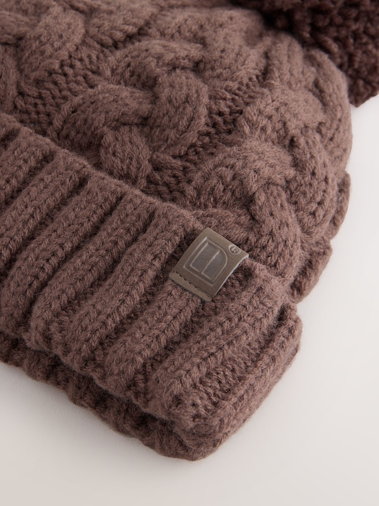 Chocolate Brown Cable Knit Pom Hat (1-16yrs) - Image 2 of 3 Chocolate Brown Cable Knit Pom Hat (1-16yrs) - Image 2 of 3