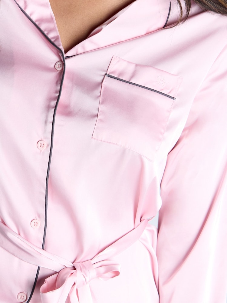 Boux Avenue Pink Luxe Satin Long Sleeve Belt Pyjama Top - Image 6 of 6 Boux Avenue Pink Luxe Satin Long Sleeve Belt Pyjama Top - Image 6 of 6