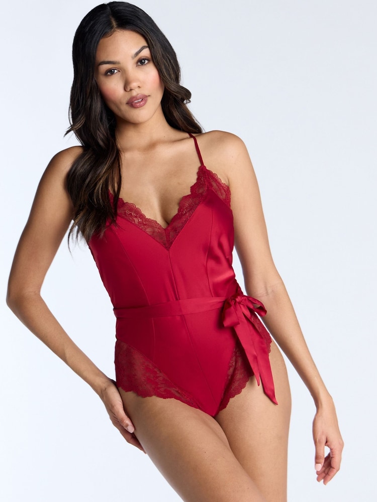 Boux Avenue Dark Red Valentina Lace & Satin Teddy Bodies - Imagen 1 de 4 Boux Avenue Dark Red Valentina Lace & Satin Teddy Bodies - Imagen 1 de 4