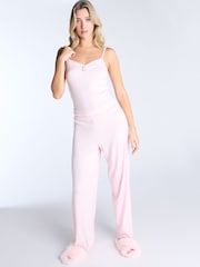 وردي - Boux Avenue Rib Mono Heart Cami & Pants Pyjamas Set - صورة 2 من 5