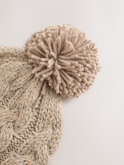 Cream - Cable Knit Pom klobuki in kape; pokrivala (1-16yrs) - Slika 2 iz 3