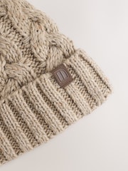 Cream - Cable Knit Pom klobuki in kape; pokrivala (1-16yrs) - Slika 3 iz 3