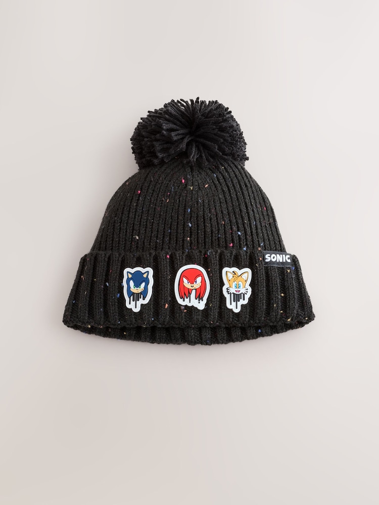 Charcoal Grey Sonic The Hedgehog Pom Beanie (3-16yrs) - Image 1 of 3 Charcoal Grey Sonic The Hedgehog Pom Beanie (3-16yrs) - Image 1 of 3