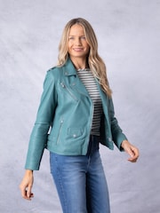 Lakeland Leather Blue Banks Biker Jacket - Image 1 of 8