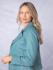 Lakeland Leather Blue Banks Biker Jacket - Image 3 of 8