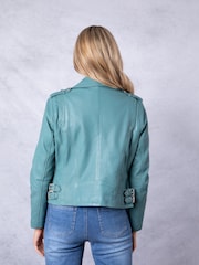 Lakeland Leather Blue Banks Biker Jacket - Image 4 of 8