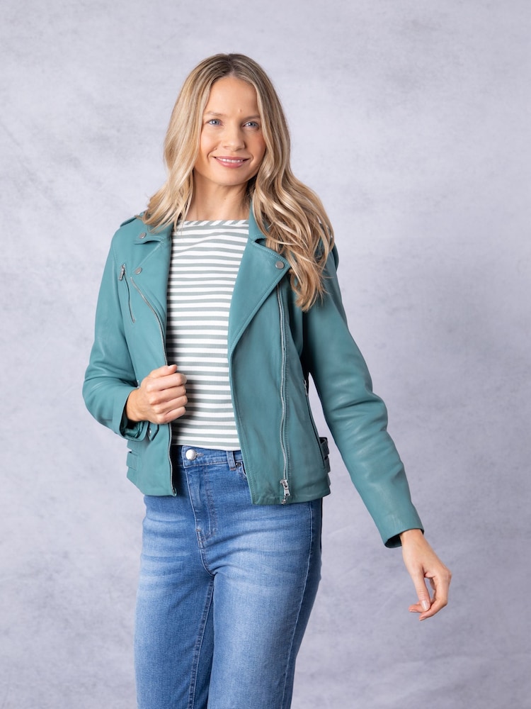 Lakeland Leather Blue Banks Biker Jacket - Image 7 of 8