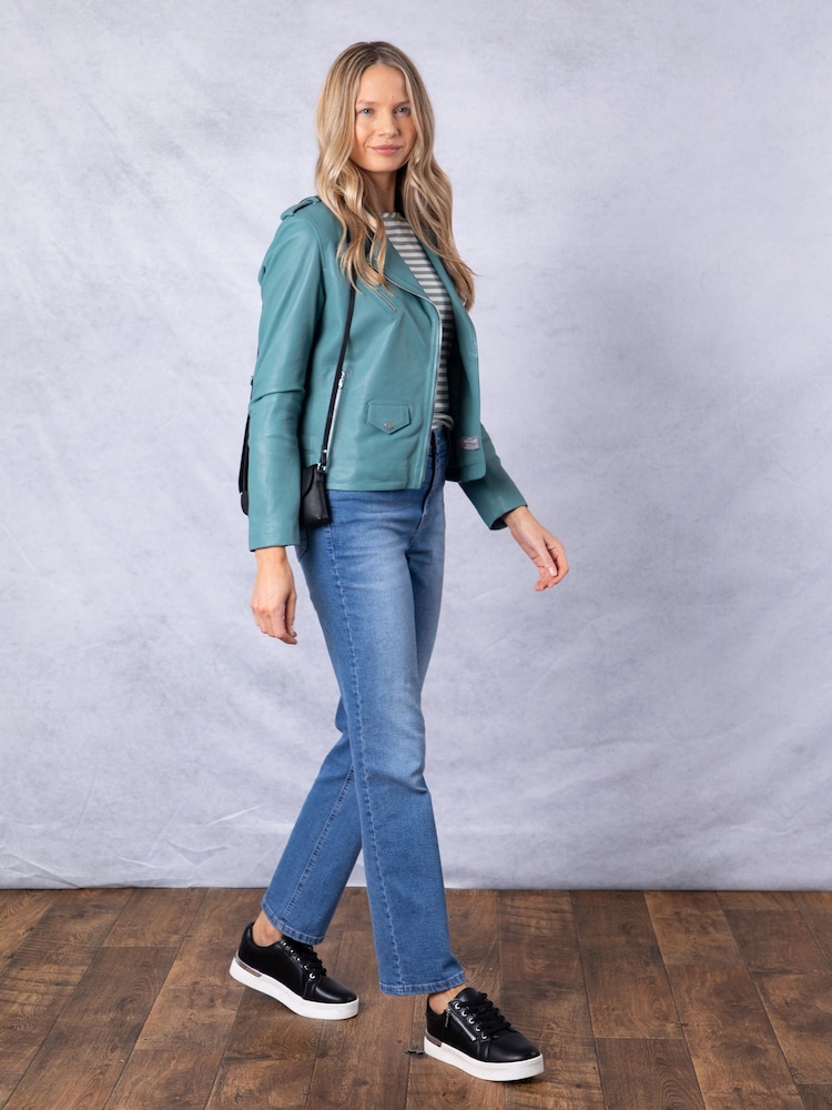 Lakeland Leather Blue Banks Biker Jacket - Image 8 of 8