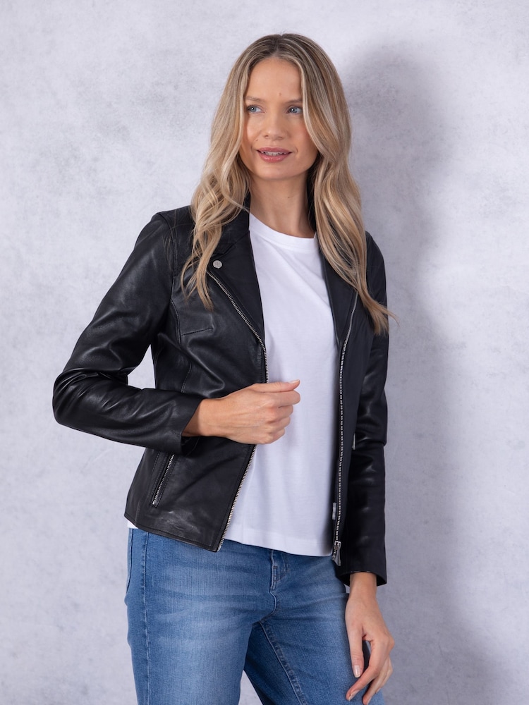 Lakeland Leather Black Newland Centre Zip Biker Jacket - Image 1 of 9
