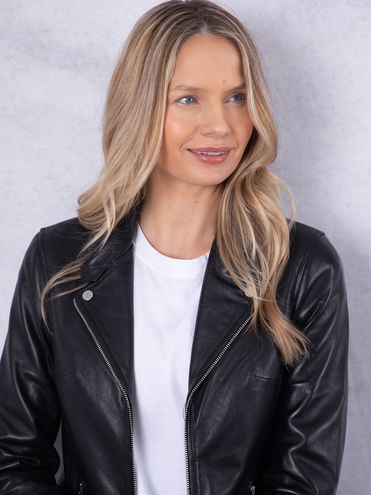 Lakeland Leather Black Newland Centre Zip Biker Jacket - Image 2 of 9