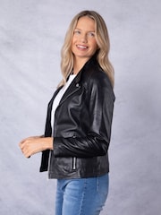 Lakeland Leather Black Newland Centre Zip Biker Jacket - Image 3 of 9