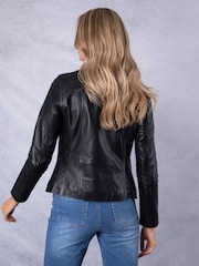 Lakeland Leather Black Newland Centre Zip Biker Jacket - Image 4 of 9