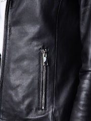 Lakeland Leather Black Newland Centre Zip Biker Jacket - Image 5 of 9