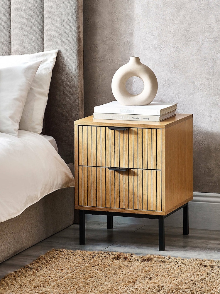 Julian Bowen Beige Sia 2 Drawer Bedside - Image 1 of 8