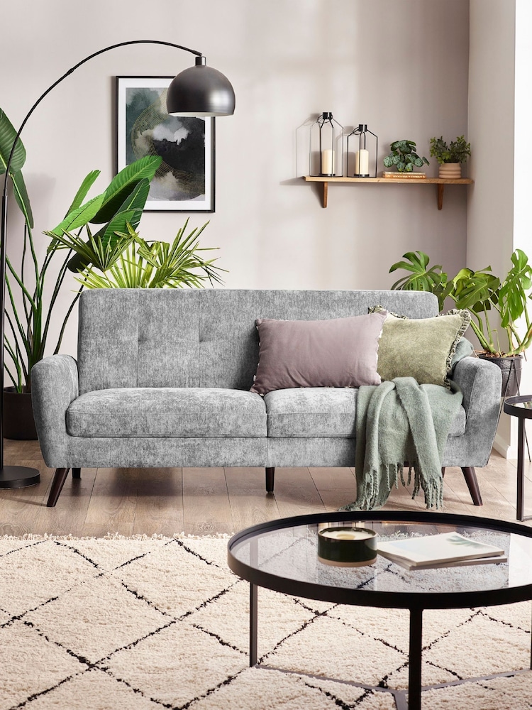 Julian Bowen Grey Monza 3 Seater Sofa - Image 1 of 10