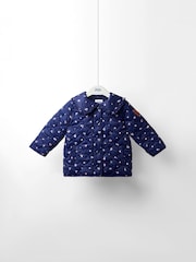 JoJo Maman Bébé Navy Ditsy Quilted Jacket - Image 6 of 10