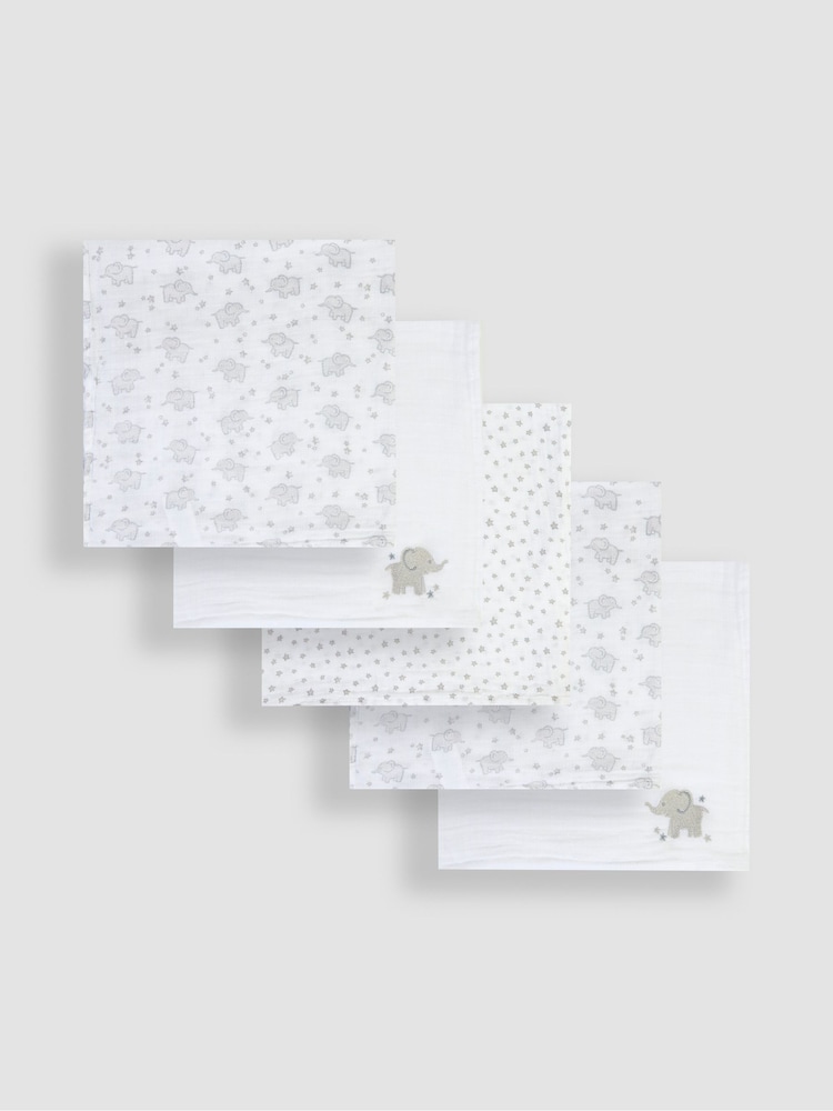 JoJo Maman Bébé 5-Pack Embroidered Muslins - Image 1 of 3