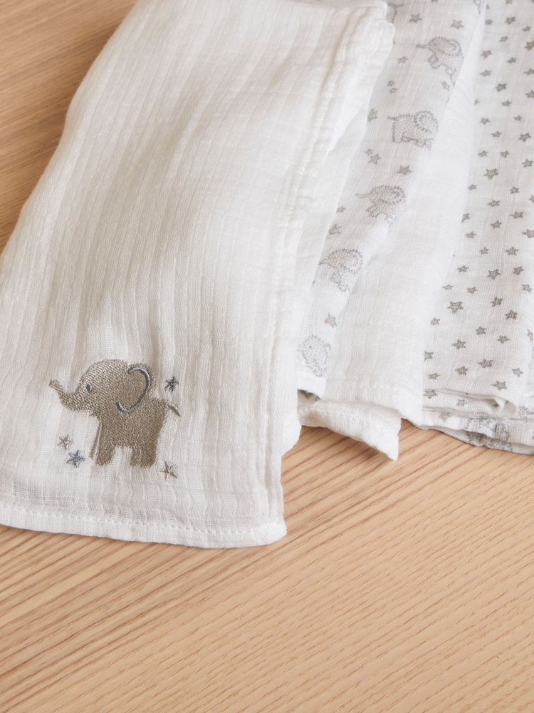 JoJo Maman Bébé 5-Pack Embroidered Muslins - Image 3 of 3
