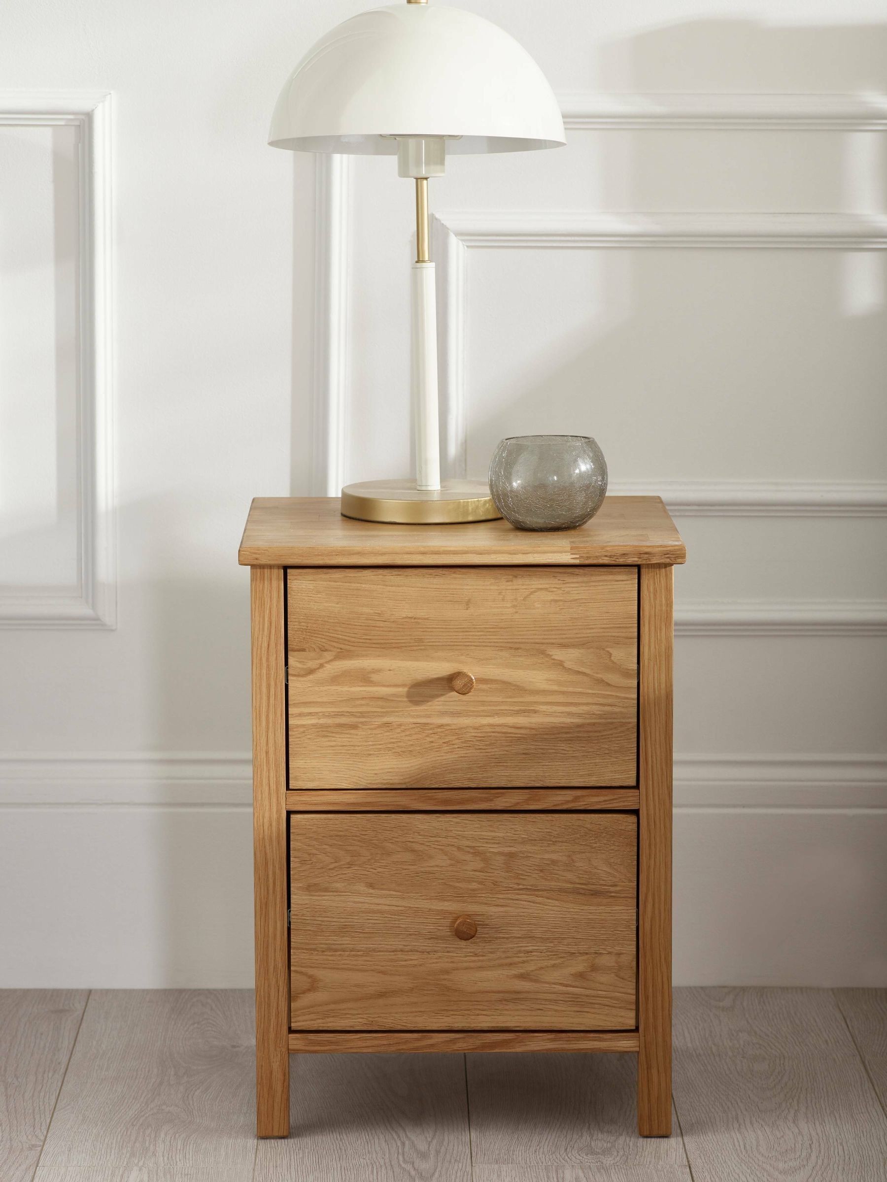 Julian Bowen Coxmoor Oak Bedside Table - 2 Drawer - Image 7