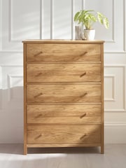 Julian Bowen Oak Coxmoor Drawer 5 Drawer Chest - Image 1 of 4