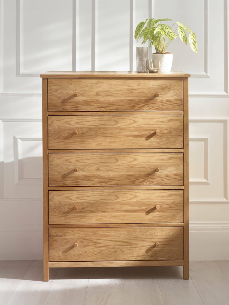 Julian Bowen Oak Coxmoor Drawer 5 Drawer Chest - Image 1 of 4