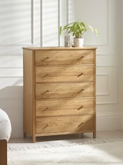Julian Bowen Oak Coxmoor Drawer 5 Drawer Chest - Image 2 of 4