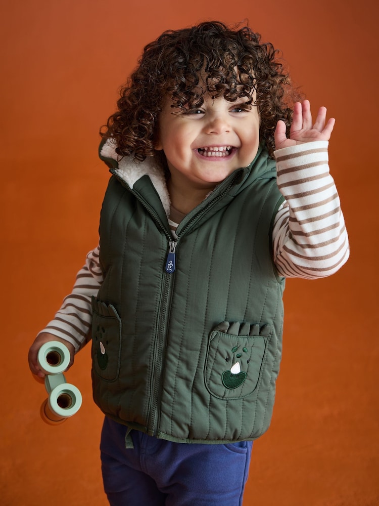 JoJo Maman Bébé Green Borg Lined Gilet - Image 1 of 3