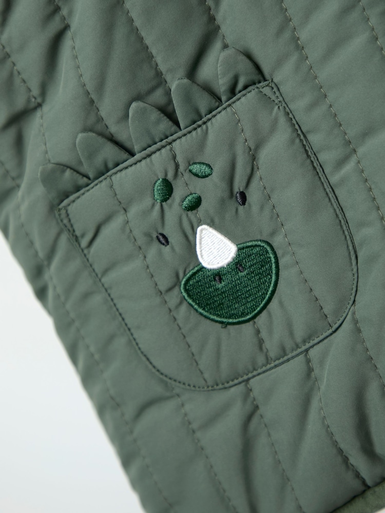 JoJo Maman Bébé Green Dino Borg Lined Gilet - Image 10 of 10