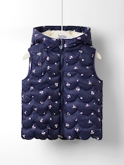 JoJo Maman Bébé Blue Floral Quilted Cosy Lined Gilet - Image 1 of 4