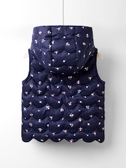 JoJo Maman Bébé Blue Floral Quilted Cosy Lined Gilet - Image 2 of 4