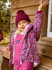 JoJo Maman Bébé Purple Floral Borg Lined Puffer Coat - Image 1 of 10