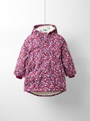 JoJo Maman Bébé Purple Floral Borg Lined Puffer Coat - Image 6 of 10