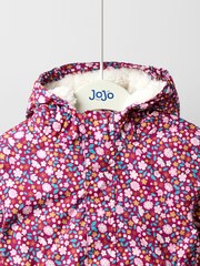JoJo Maman Bébé Purple Floral Borg Lined Puffer Coat - Image 8 of 10
