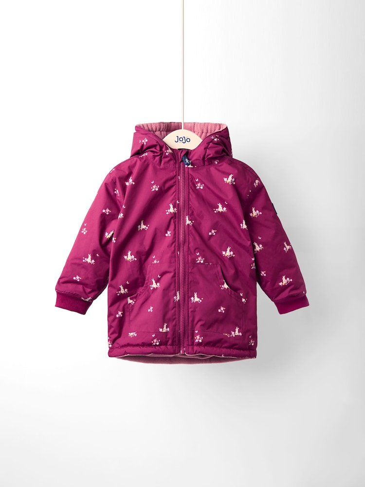 JoJo Maman Bébé Pink Reversible Fleece Lined Jacket - Image 1 of 8