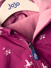 JoJo Maman Bébé Pink Reversible Fleece Lined Jacket - Image 6 of 8